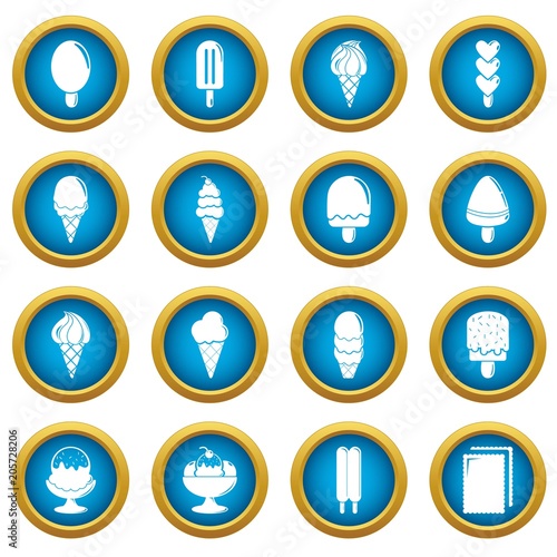 Ice cream icons set sweet. Simple illustration of 16 ice cream vector icons for web