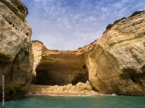view of Marinha beach from a boat. Algarve  Portugal