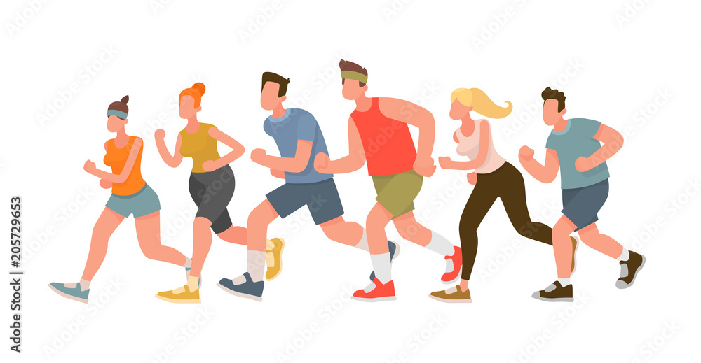 Running people. Marathon. Vector illustration