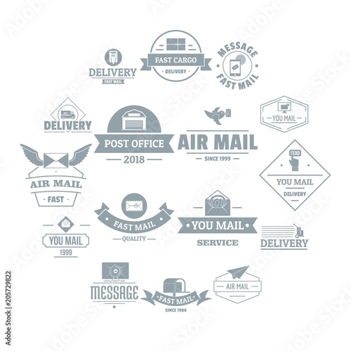 Delivery service logo icons set. Simple illustration of 16 delivery service logo vector icons for web
