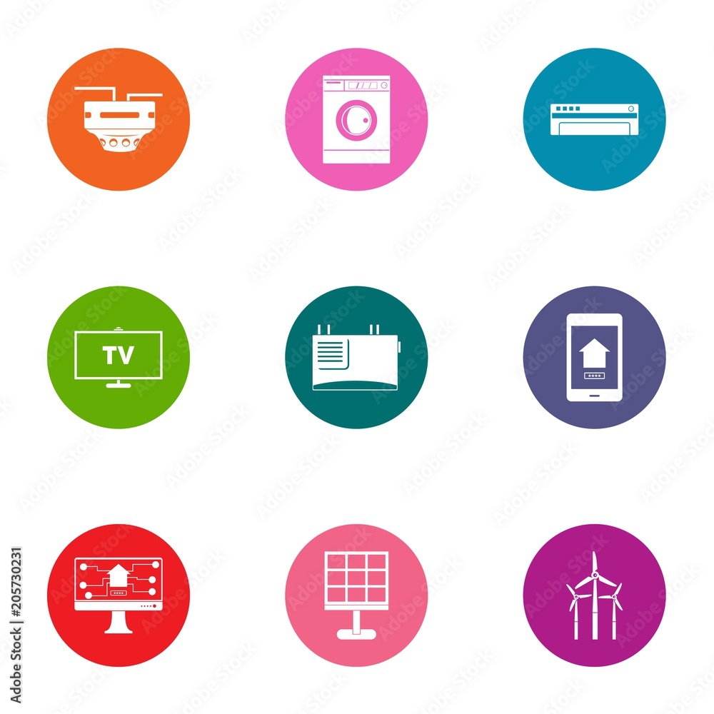 Technological progressiveness icons set. Flat set of 9 technological progressiveness vector icons for web isolated on white background Technological progressiveness icons set. Flat set of 9 technological progressiveness vector icons for web isolated on white background