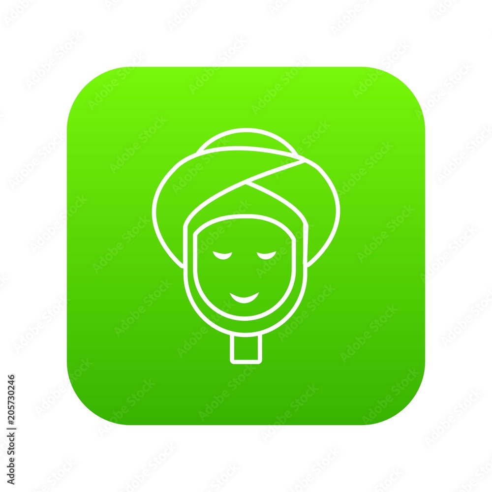 Facial spa treatment icon green vector isolated on white background Facial spa treatment icon green vector isolated on white background