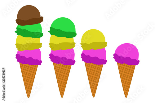 Helado de cucurucho de varios sabores.
