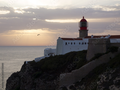 Lighthouse of Saint Vincent cape sunset, Sagres, Algarve, Portugal. © FranciscoJavier