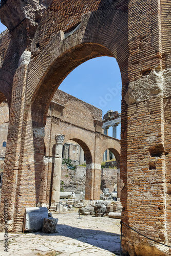 Basilica Julia at Roman Forum in city of Rome, Italy