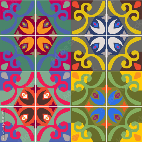 Vector ceramic tiles with seamless pattern