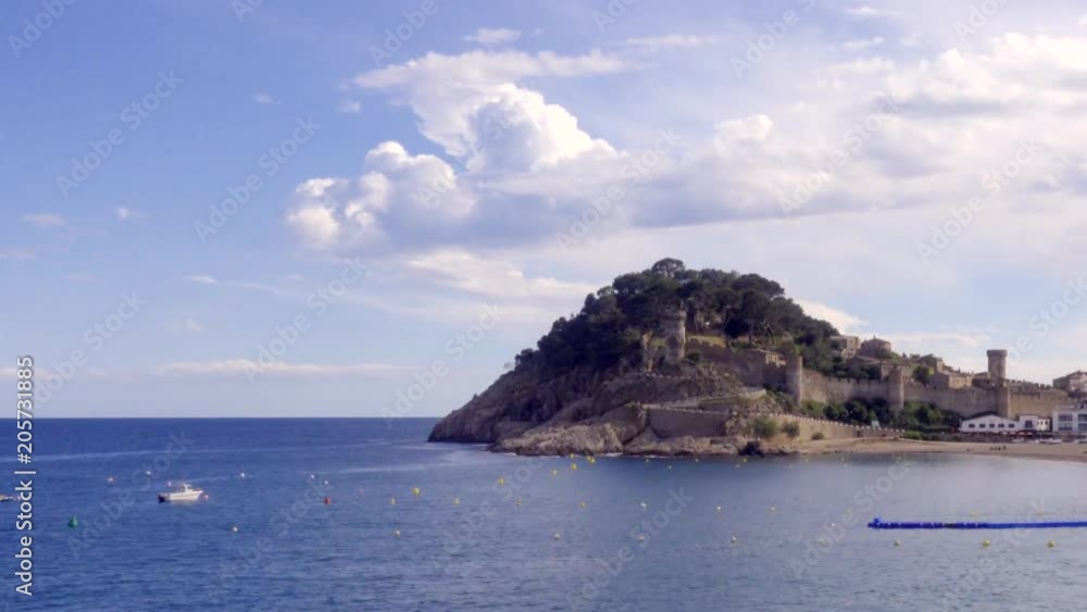 Medieval fortress of Tosa de Mar in Costa brava, mediterranean coast in Spain. Zooming and panning timelapse in 4k resolution Medieval fortress of Tosa de Mar in Costa brava, mediterranean coast in Spain. Zooming and panning timelapse in 4k resolution