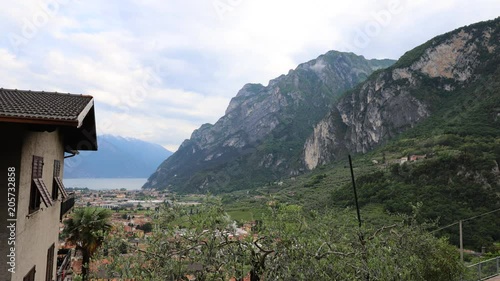 Italy, Riva del Garda Lago di Garda lake view from mountains house. 4K time laps