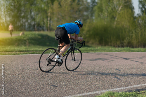Sport. road Bike cyclist riding single track © Mak