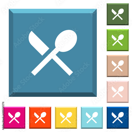 Dining white icons on edged square buttons