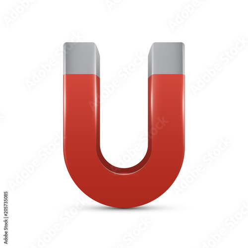 Vector red permanent magnet, isolated on white