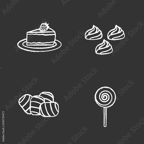 Condectionery chalk icons set