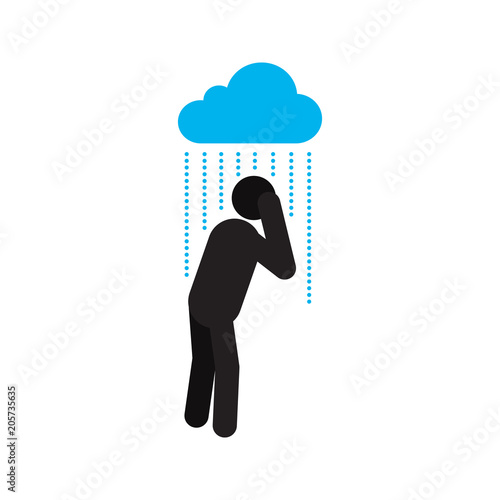 Man standing under pouring rain silhouette icon