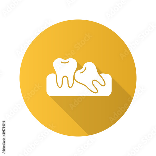 Crooked teeth flat design long shadow glyph icon