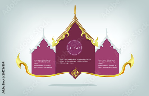 Blank frame Thai pattern gold colour on the floor,premium