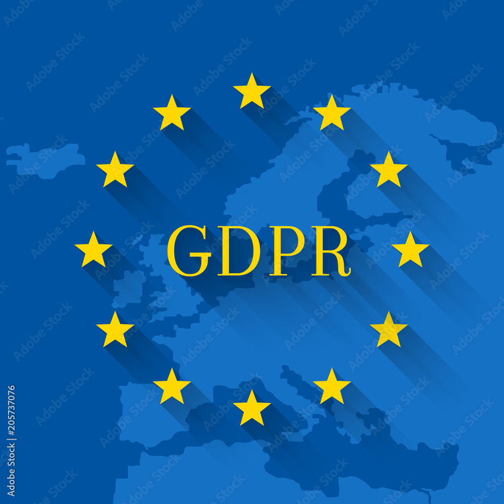GDPR concept with flag and map of EU