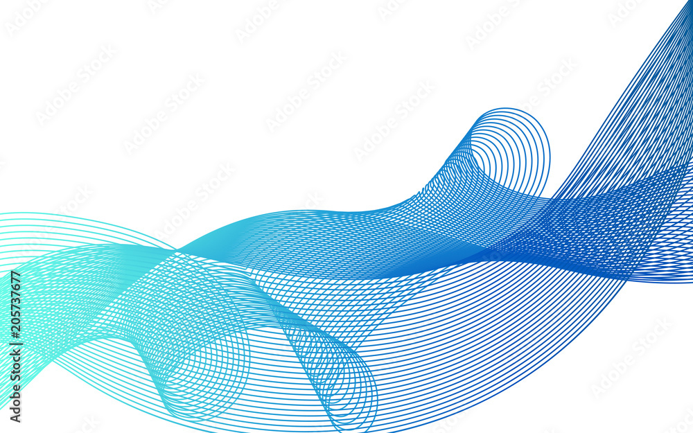 Fototapeta premium Beautiful wave lines of different colors on a white background