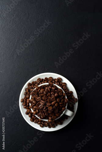 Roasted coffee beans. Close up