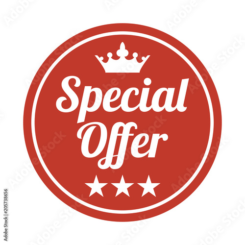 Special offer label on white background.