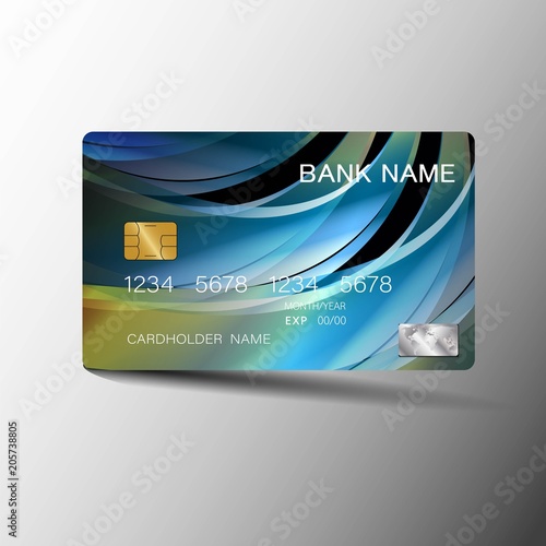 Credit card design. With inspiration from the abstract. color chrome on the gray background. Vector illustration. Glossy plastic style.