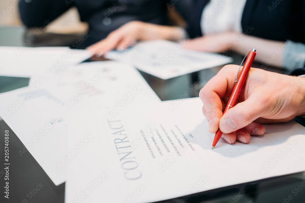 contract signing as a successful result of business negotiation. deal sealing, agreement settlement concept. legal document contract signing as a successful result of business negotiation. deal sealing, agreement settlement concept. legal document