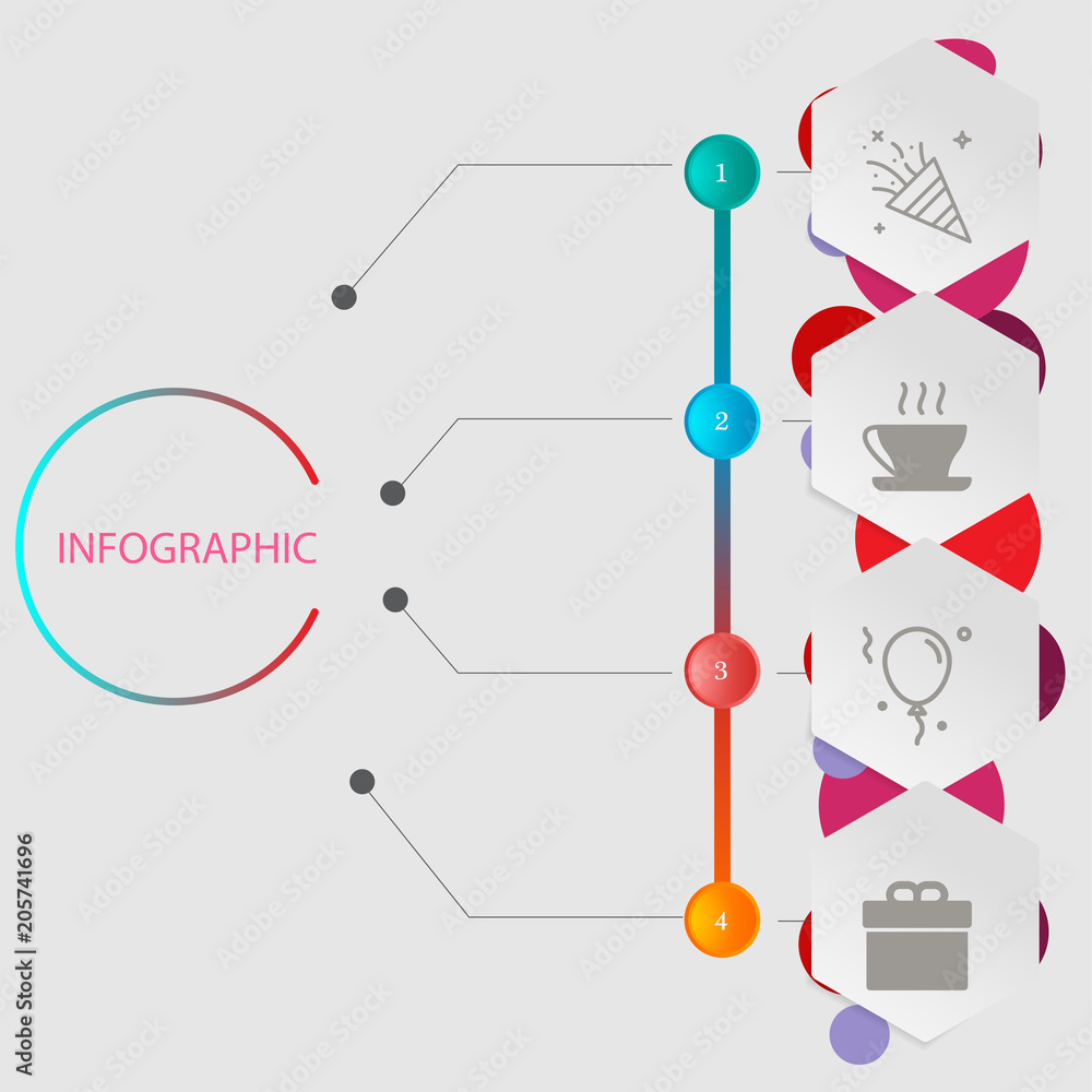 Birthday and party infographic with icon 4 step, for presentatio Birthday and party infographic with icon 4 step, for presentatio