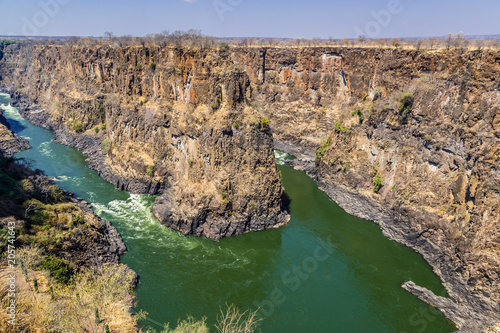 Victoria Falls second and third gorges, Zambezi River, Zimbabwe.