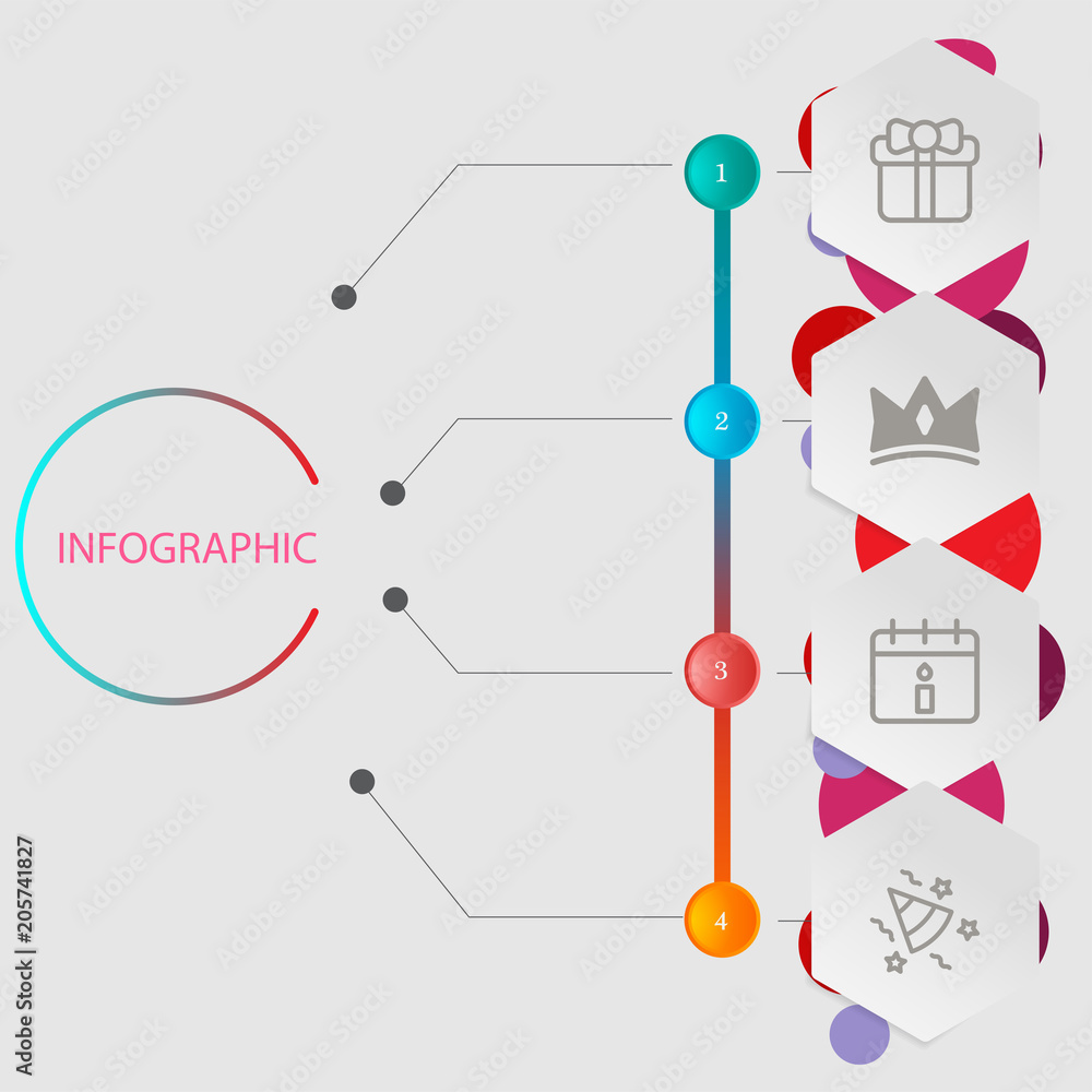 Birthday and party infographic with icon 4 step, for presentatio Birthday and party infographic with icon 4 step, for presentatio