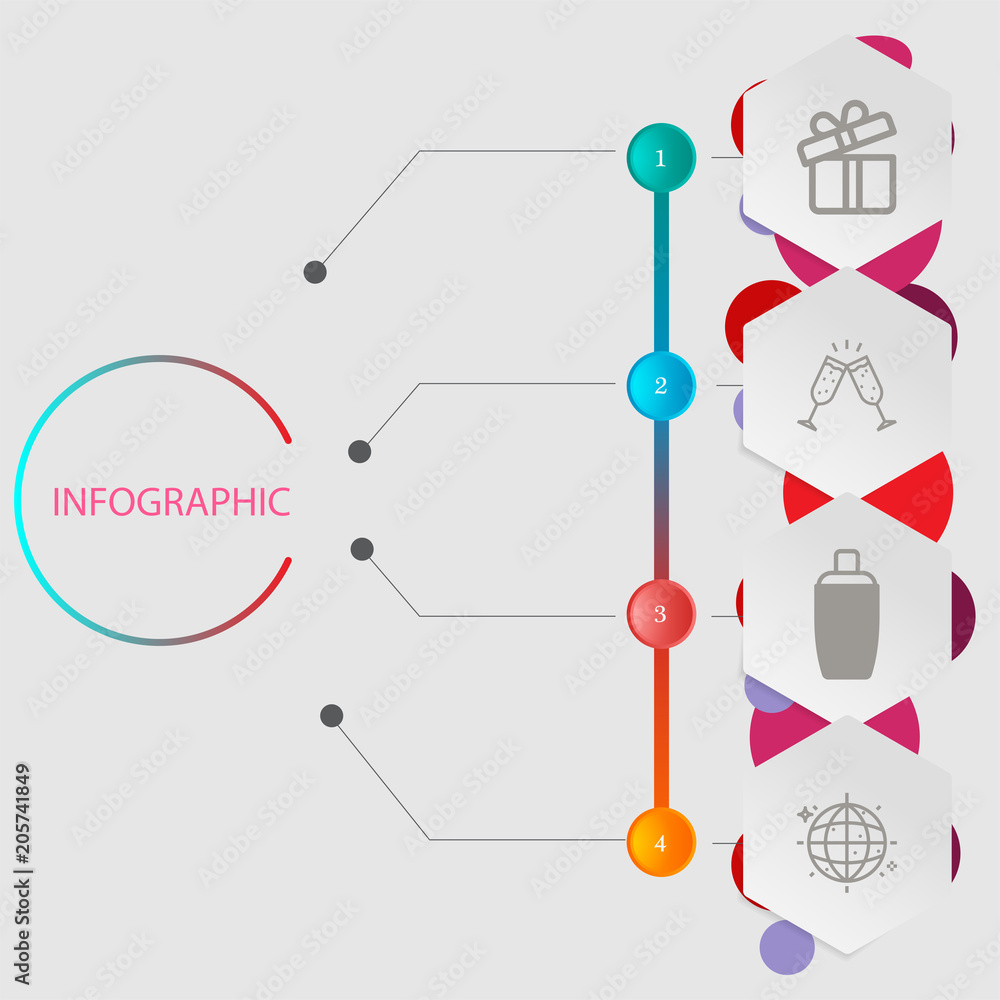 Birthday and party infographic with icon 4 step, for presentatio Birthday and party infographic with icon 4 step, for presentatio