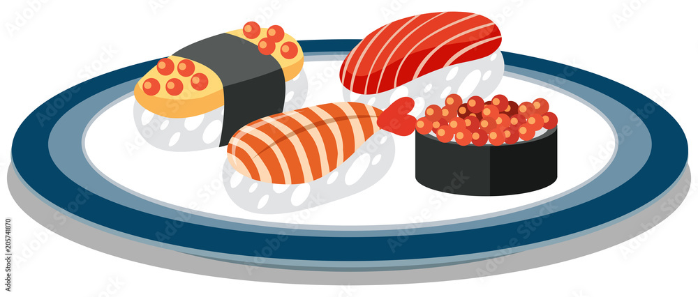 A Dish Full of Japanese Sushi A Dish Full of Japanese Sushi