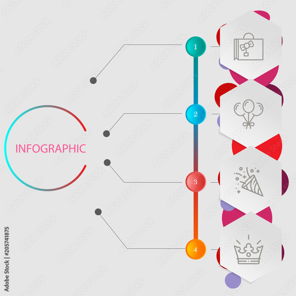 Birthday and party infographic with icon 4 step, for presentatio Birthday and party infographic with icon 4 step, for presentatio