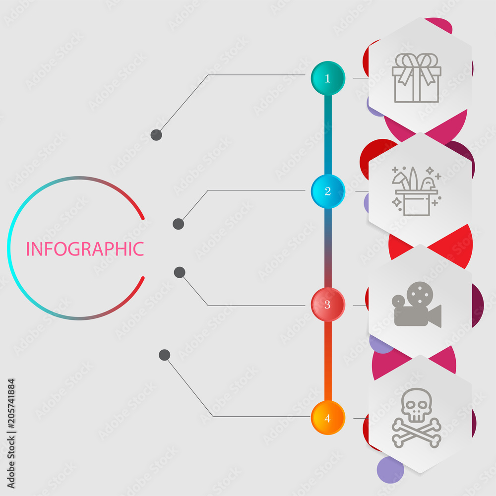 Birthday and party infographic with icon 4 step, for presentatio Birthday and party infographic with icon 4 step, for presentatio