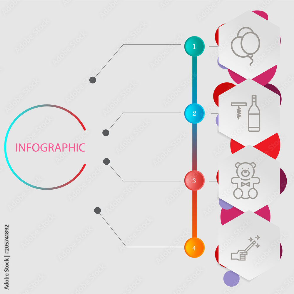 Birthday and party infographic with icon 4 step, for presentatio Birthday and party infographic with icon 4 step, for presentatio