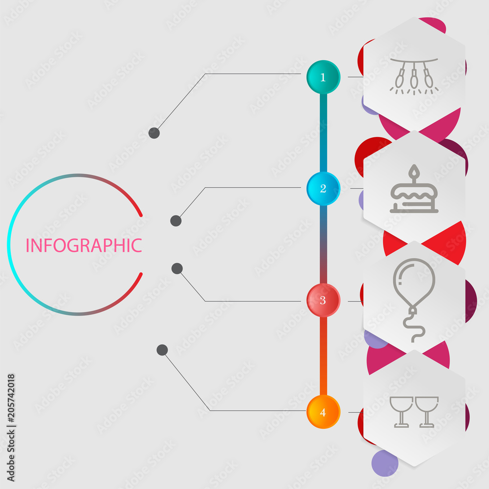 Birthday and party infographic with icon 4 step, for presentatio Birthday and party infographic with icon 4 step, for presentatio