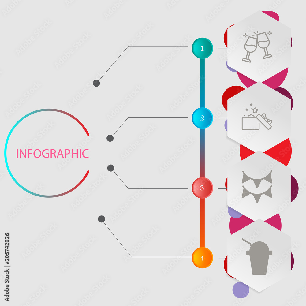 Birthday and party infographic with icon 4 step, for presentatio Birthday and party infographic with icon 4 step, for presentatio