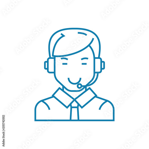 Communication via skype line icon, vector illustration. Communication via skype linear concept sign.