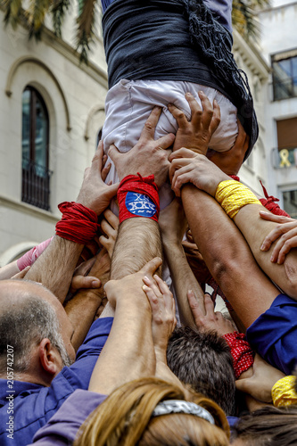 Castell or Human Tower, typical tradition in Catalonia photo