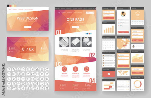 Website design template and interface elements