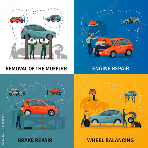 Car Service Concept Icons Set