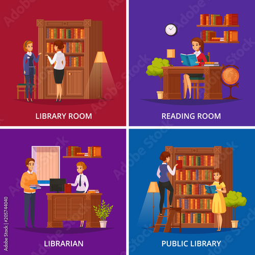 Library Concept Flat 