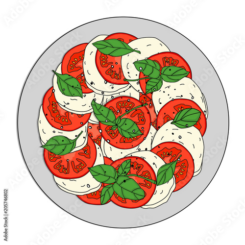 Sałatka włoska z pomidorami i serem mozzarella