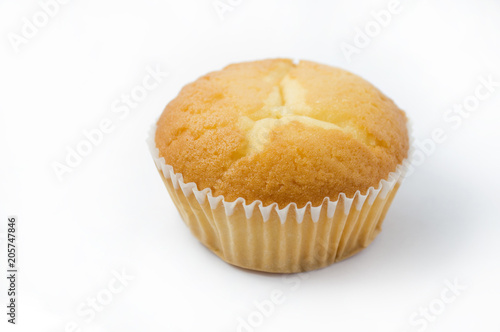 Delicious muffin on a white background 