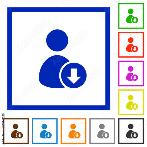 Move down user flat framed icons