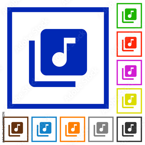 Obraz w ramie Music library flat framed icons
