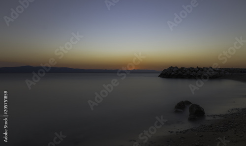 Sunset over Adriatic Sea in Podgora, Makarska Riviera, Dalmatia, Croatia