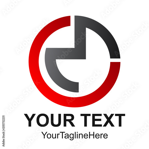 Initial letter CM logo design template element circle colored black red for business and company identity