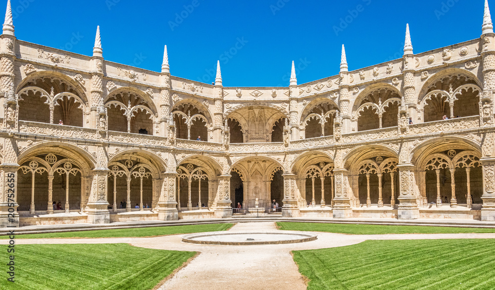 Two-storey cloisters of the Jerónimos Monastery, Lisbon, Portugal
