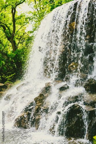 small waterfall in public garden