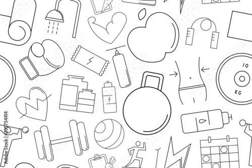 Vector gym pattern. Gym seamless background