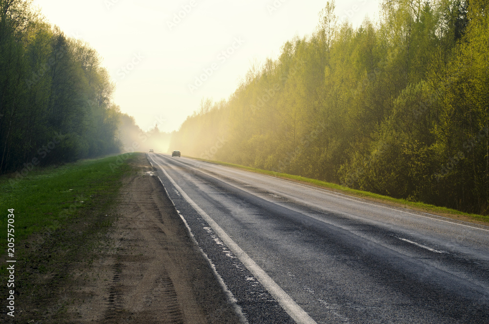 road at sunset